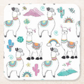 Cute Cartoon Llama Pattern Kartonnen Onderzetters (Voorkant)