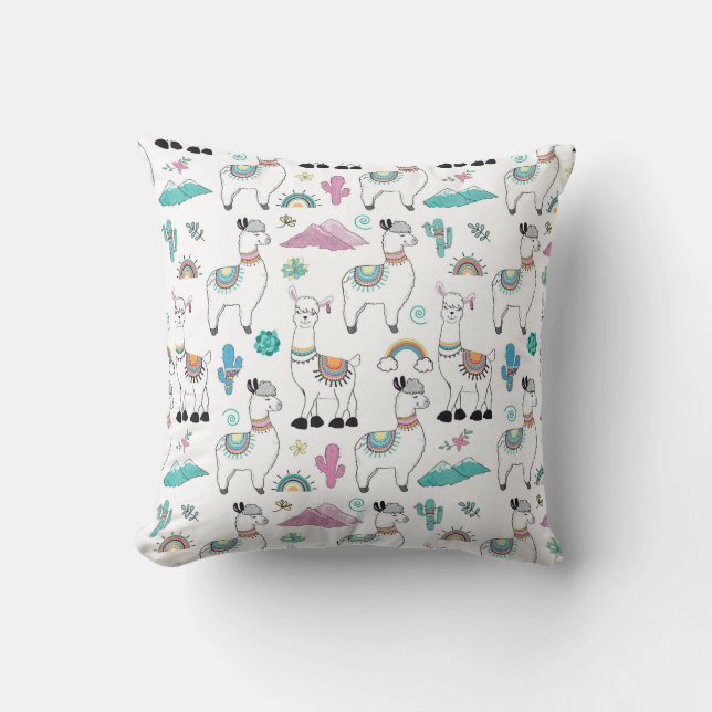 Cute Cartoon Llama Pattern Kussen (Voorkant)