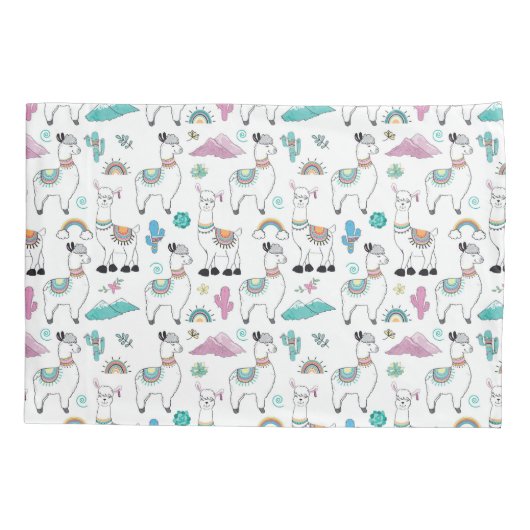 Cute Cartoon Llama Pattern Kussensloop (Achterkant-Links)