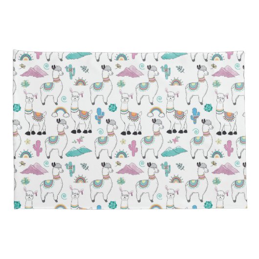 Cute Cartoon Llama Pattern Kussensloop (Achterkant-Rechts)