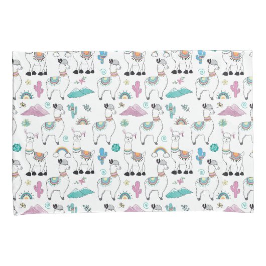 Cute Cartoon Llama Pattern Kussensloop (Voorkant-Rechts)