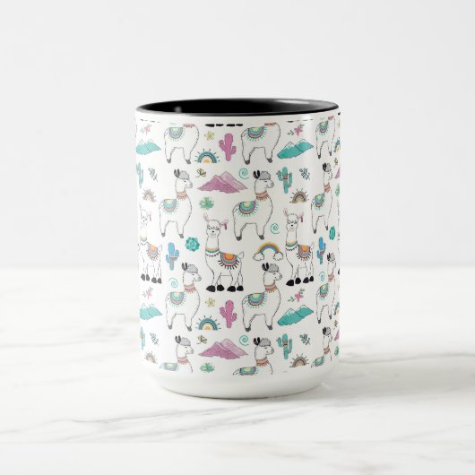 Cute Cartoon Llama Pattern Mok (Midden)