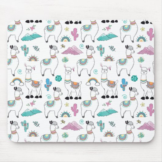 Cute Cartoon Llama Pattern Muismat (Voorkant)