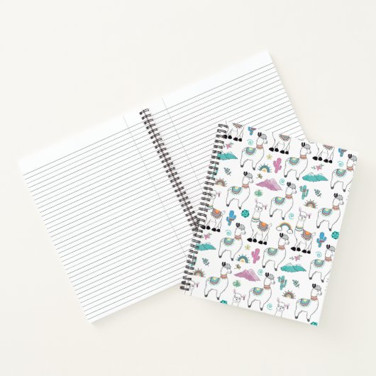 Cute Cartoon Llama Pattern Notitieboek (Binnen)