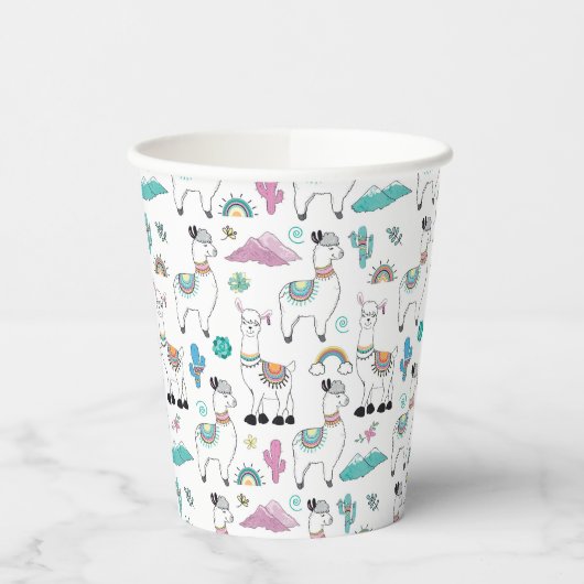 Cute Cartoon Llama Pattern Papieren Bekers (Links)