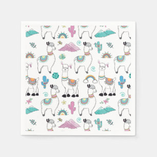 Cute Cartoon Llama Pattern Servet