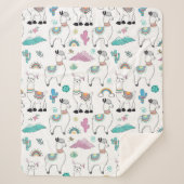 Cute Cartoon Llama Pattern Sherpa Deken (Voorkant)