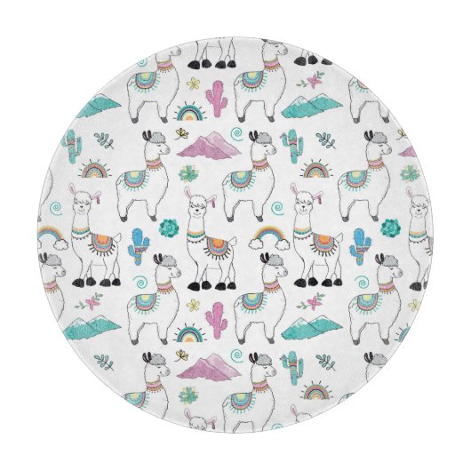 Cute Cartoon Llama Pattern Snijplank (Voorkant)