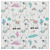 Cute Cartoon Llama Pattern Stof (Close Up)