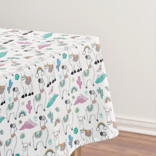 Cute Cartoon Llama Pattern Tafelkleed (Voorbeeld)