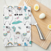 Cute Cartoon Llama Pattern Theedoek (Quarter Fold)