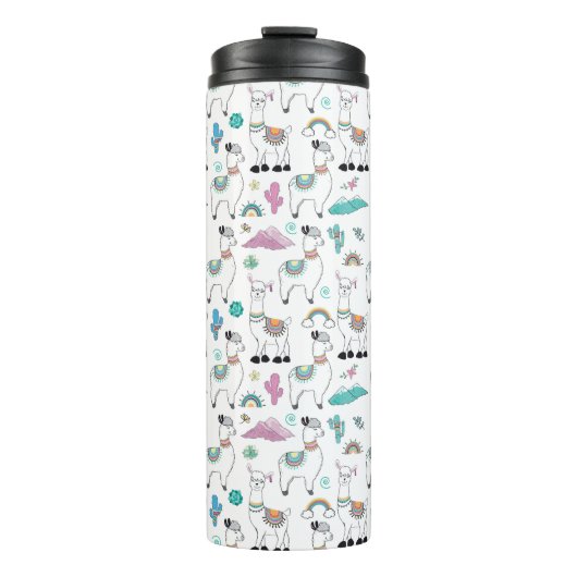 Cute Cartoon Llama Pattern Thermosbeker (Voorkant)