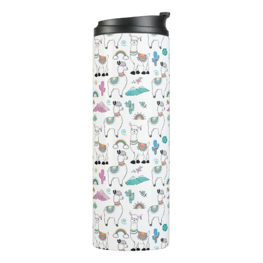 Cute Cartoon Llama Pattern Thermosbeker (Gedraaid links)