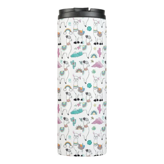 Cute Cartoon Llama Pattern Thermosbeker (Achterkant)