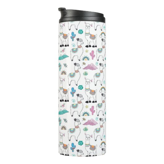 Cute Cartoon Llama Pattern Thermosbeker (Geroteerd rechts)