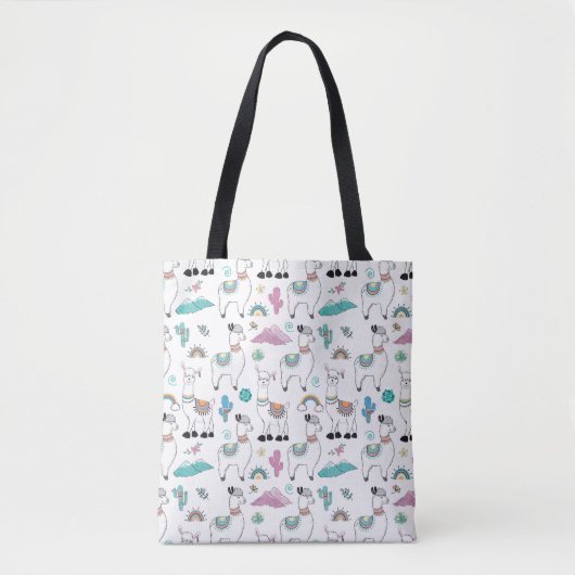 Cute Cartoon Llama Pattern Tote Bag (Voorkant)