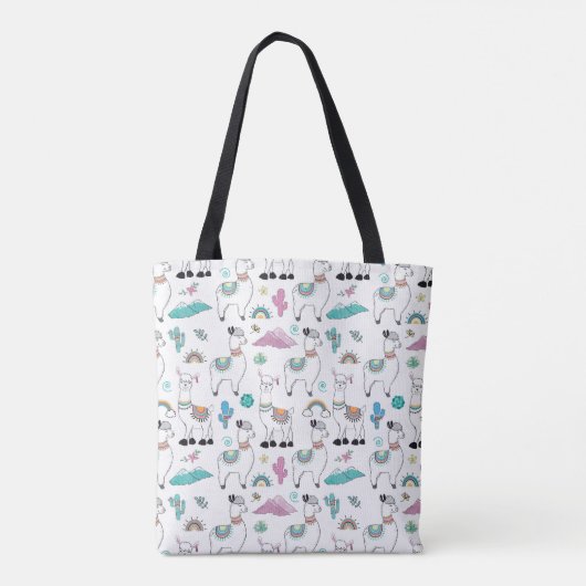 Cute Cartoon Llama Pattern Tote Bag (Achterkant)