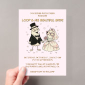 Cute Cartoon Loop Acrylic Wedding Invite Acryl Uitnodigingen (Insitu (Draagbaar))
