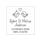 Cute Cartoon Lovebirds Couple Address Rubberstempel (Afrduk)