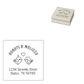 Cute Cartoon Lovevogels Paar Arch Adres Rubberstempel (Gestempeld)