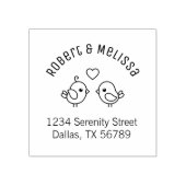 Cute Cartoon Lovevogels Paar Arch Adres Rubberstempel (Afrduk)