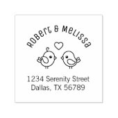 Cute Cartoon Lovevogels Paar Arch Adres Zelfinktende Stempel (Design)