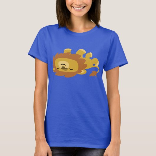 Cute Cartoon Luie Leeuw Dames T-shirt (Voorkant)