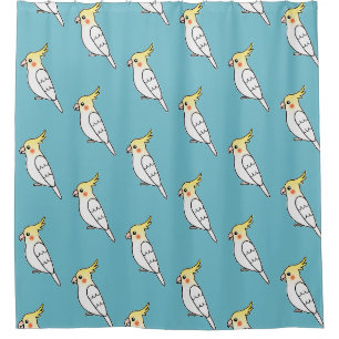 Cute Cartoon Lutino Cockatiel Vogelpatroon Douchegordijn