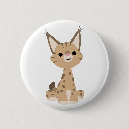 Cute Cartoon Lynx Button Badge (Voorkant)