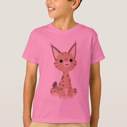 Cute Cartoon Lynx Children T-Shirt (Voorkant)