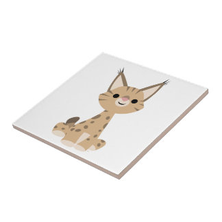 Cute Cartoon Lynx Tegel Tegeltje