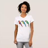 Cute Cartoon Macaw Parrot Birds T-shirt (Voorkant volledig)