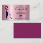 Cute Cartoon Maid Cleaning Service Roos Gold Visitekaartje (Voorkant / Achterkant)