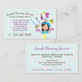Cute Cartoon Maid Cleaning Service Visitekaartje (Voorkant / Achterkant)