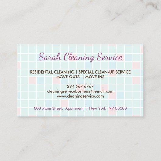 Cute Cartoon Maid Cleaning Service Visitekaartje (Achterkant)