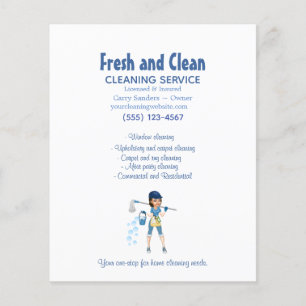 Cute Cartoon Maid House Cleaning Service Business Flyer