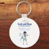 Cute Cartoon Maid House Cleaning Service Sleutelhanger (Voorkant)