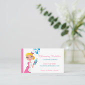 Cute Cartoon Maid House Cleaning Service Visitekaartje (Staand voorkant)