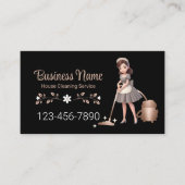 Cute Cartoon Maid House Cleaning Service Visitekaartje (Voorkant)