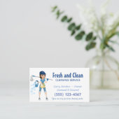 Cute Cartoon Maid House Cleaning Service Visitekaartje (Staand voorkant)