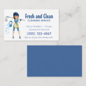 Cute Cartoon Maid House Cleaning Service Visitekaartje (Voorkant / Achterkant)