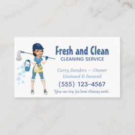 Cute Cartoon Maid House Cleaning Service Visitekaartje