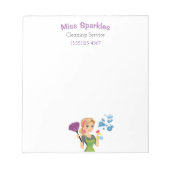 Cute Cartoon Maid House Cleaning Services Business Notitieblok (Voorkant)