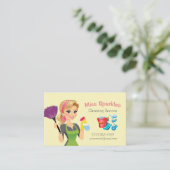 Cute Cartoon Maid House Cleaning Services Visitekaartje (Staand voorkant)
