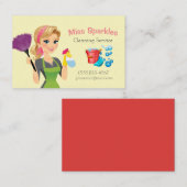 Cute Cartoon Maid House Cleaning Services Visitekaartje (Voorkant / Achterkant)