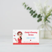 Cute Cartoon Maid House Cleaning Services Visitekaartje (Staand voorkant)