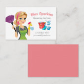 Cute Cartoon Maid House Cleaning Services Visitekaartje (Voorkant / Achterkant)