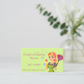 Cute Cartoon Maid House Cleaning Services Visitekaartje (Staand voorkant)