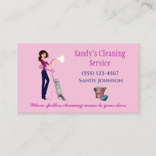 Cute Cartoon Maid Professional Cleaning Services Visitekaartje