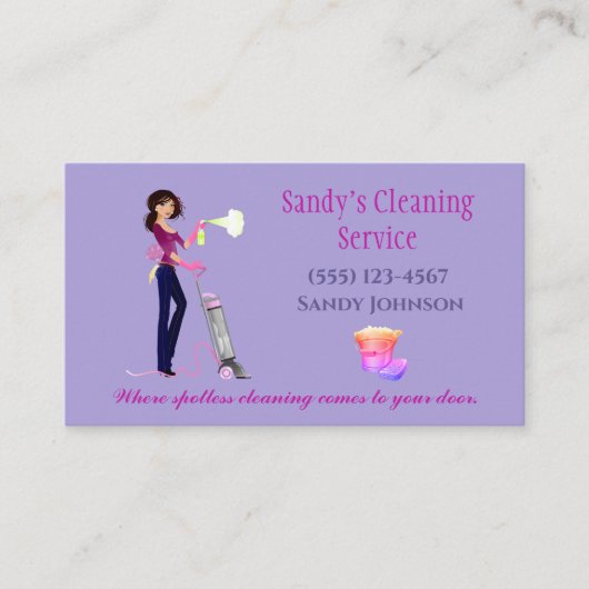 Cute Cartoon Maid Professional Cleaning Services Visitekaartje (Voorkant)